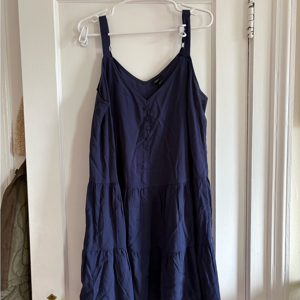 torrid Navy Button-Front Tiered Midi Sundress
